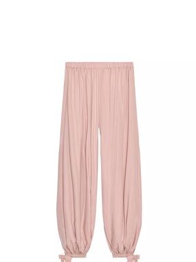 Zara Dusty Silky Pink Wide-Leg Pants with Tied Ankles